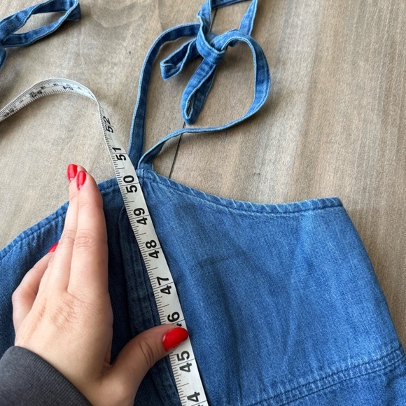 Old Navy Tie-Shoulder Corset Cami wide leg denim Jumpsuit blue size XXL - Picture 5 of 9